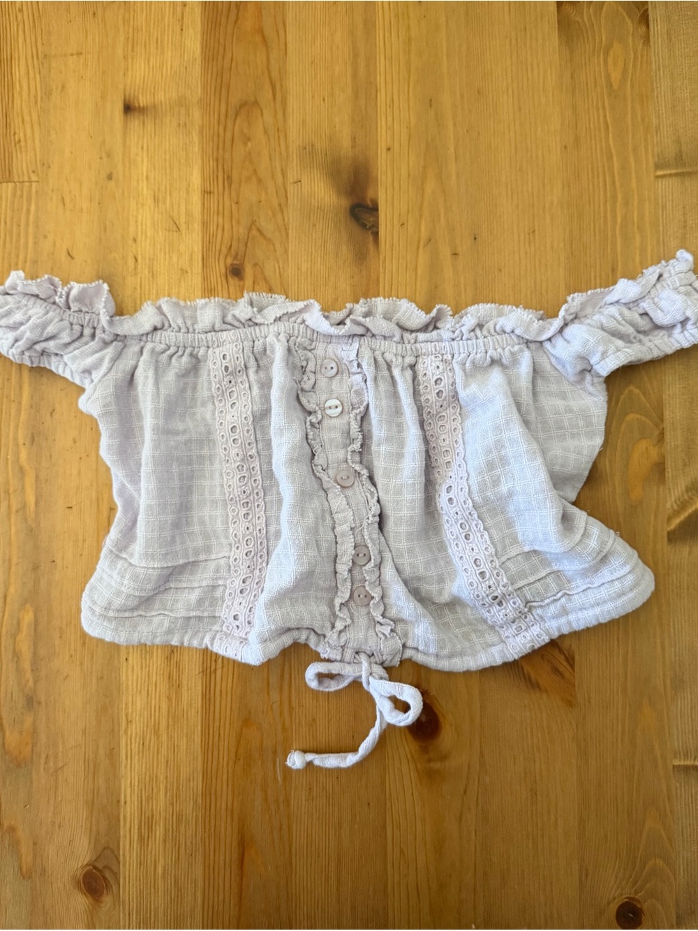 Urban Outfitters Light Lavender Off-Shoulder Crop Top